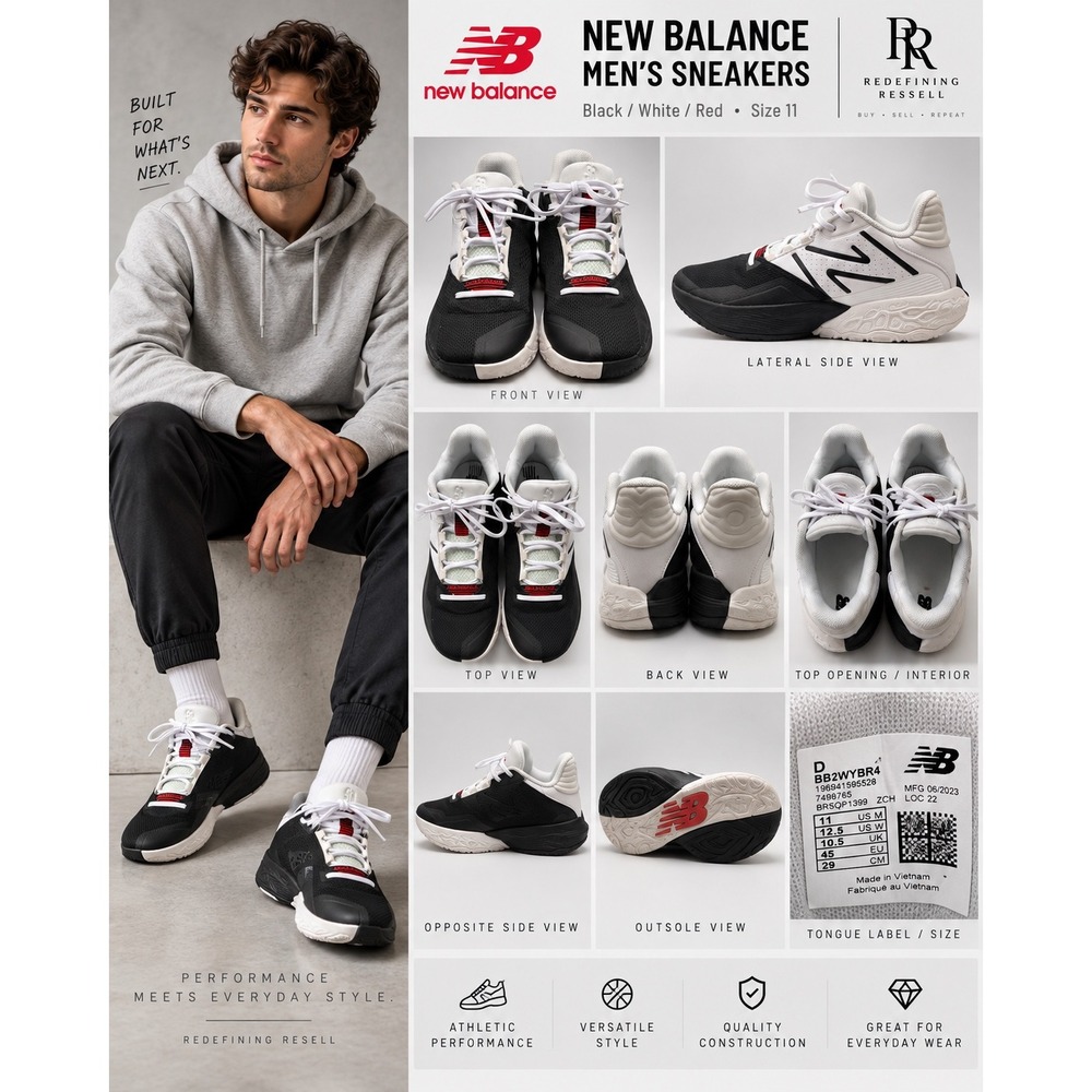 New Balance Two Wxy V4 Mens Basketball Shoes Black White Red BB2WYBR4 Size 11